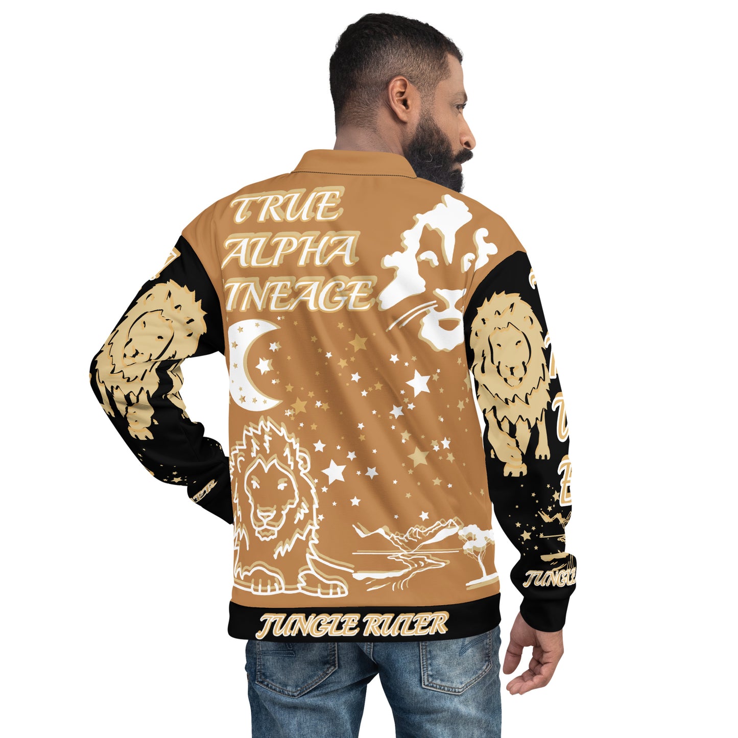 3TG True Alpha (Peanut Butter Onyx King Lineage Lion Print) Bomber Jacket