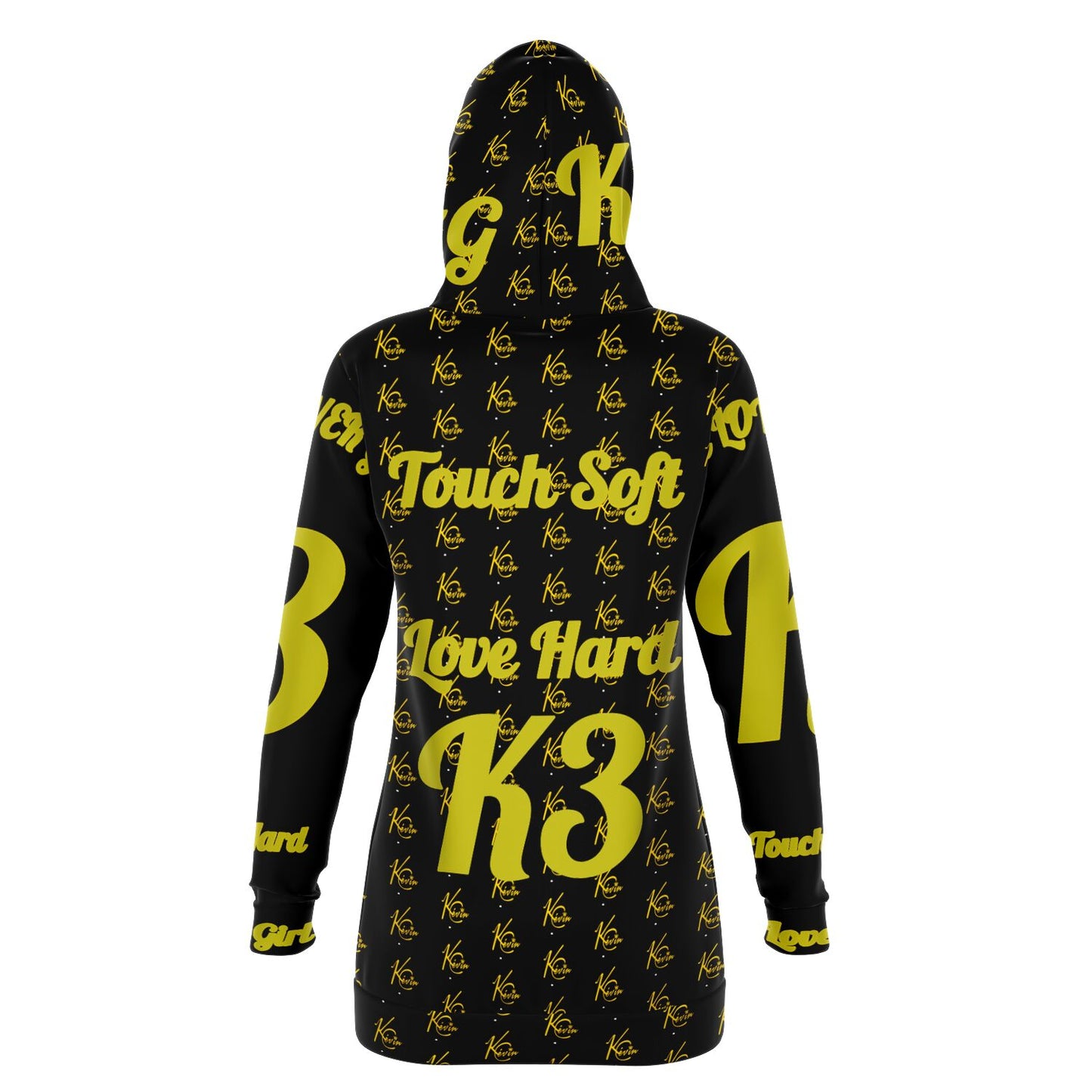 3TG True Lover Girl Black and Gold Longline Hoodie Dress