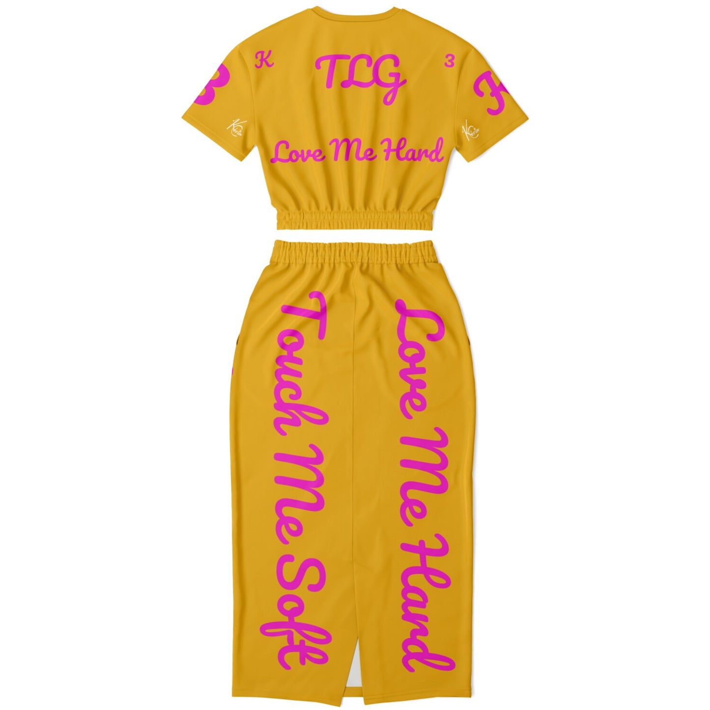 3TG True Lover Girl Cropped Short Sleeve Sweatshirt and Skirt Set (Orange Dream Edition)