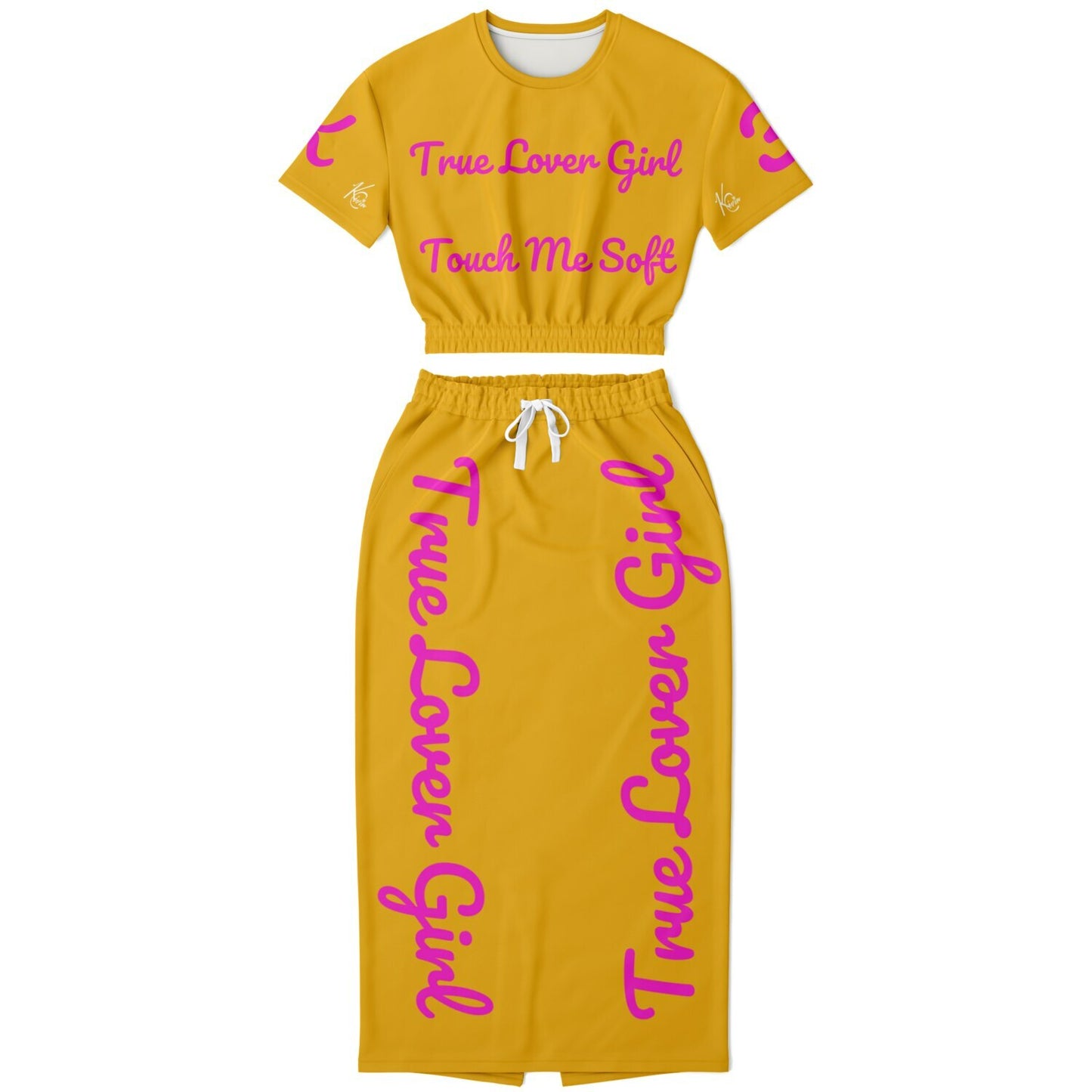 3TG True Lover Girl Cropped Short Sleeve Sweatshirt and Skirt Set (Orange Dream Edition)