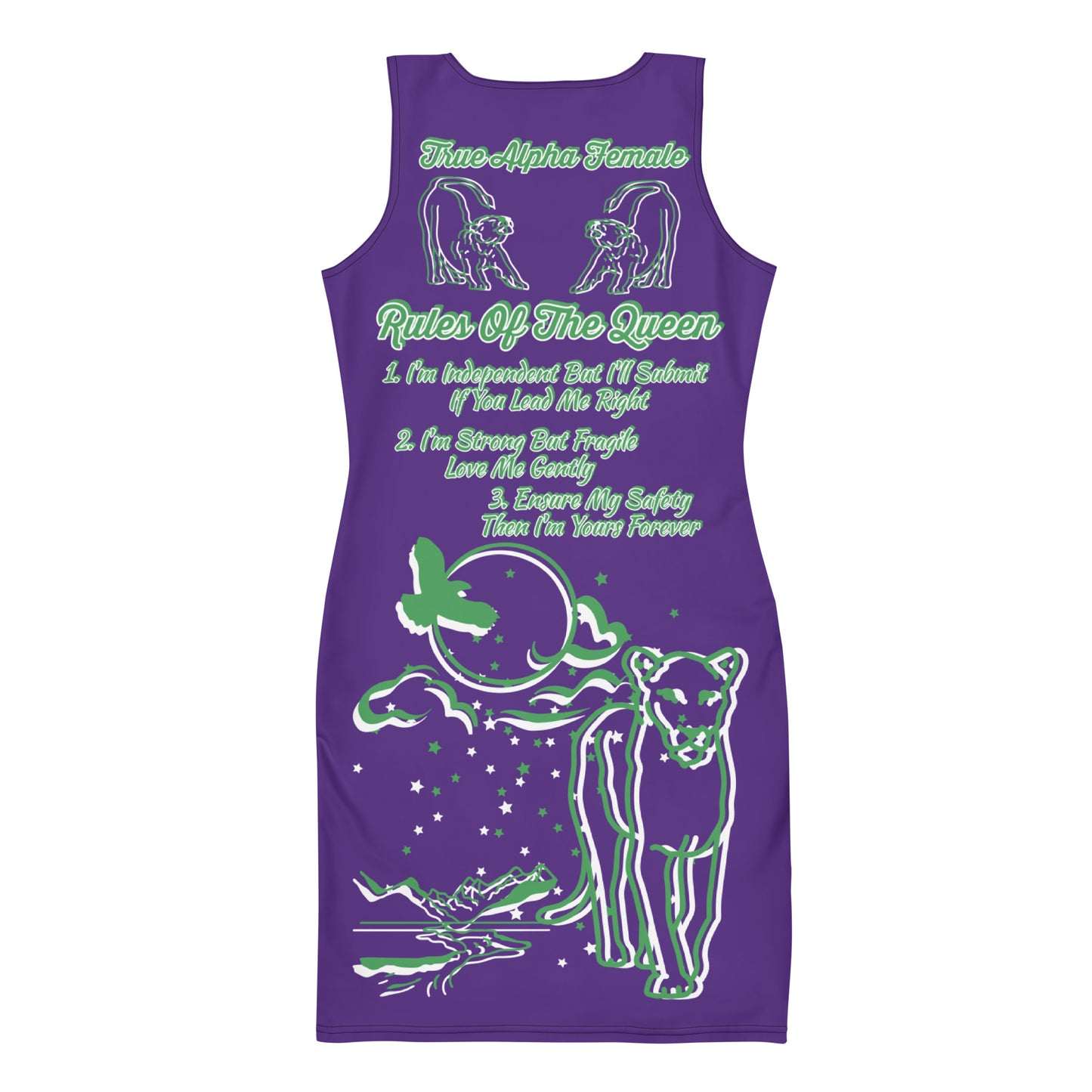 3TG True Alpha Female Bodycon Dress (Grape Jungle Lioness Edition)