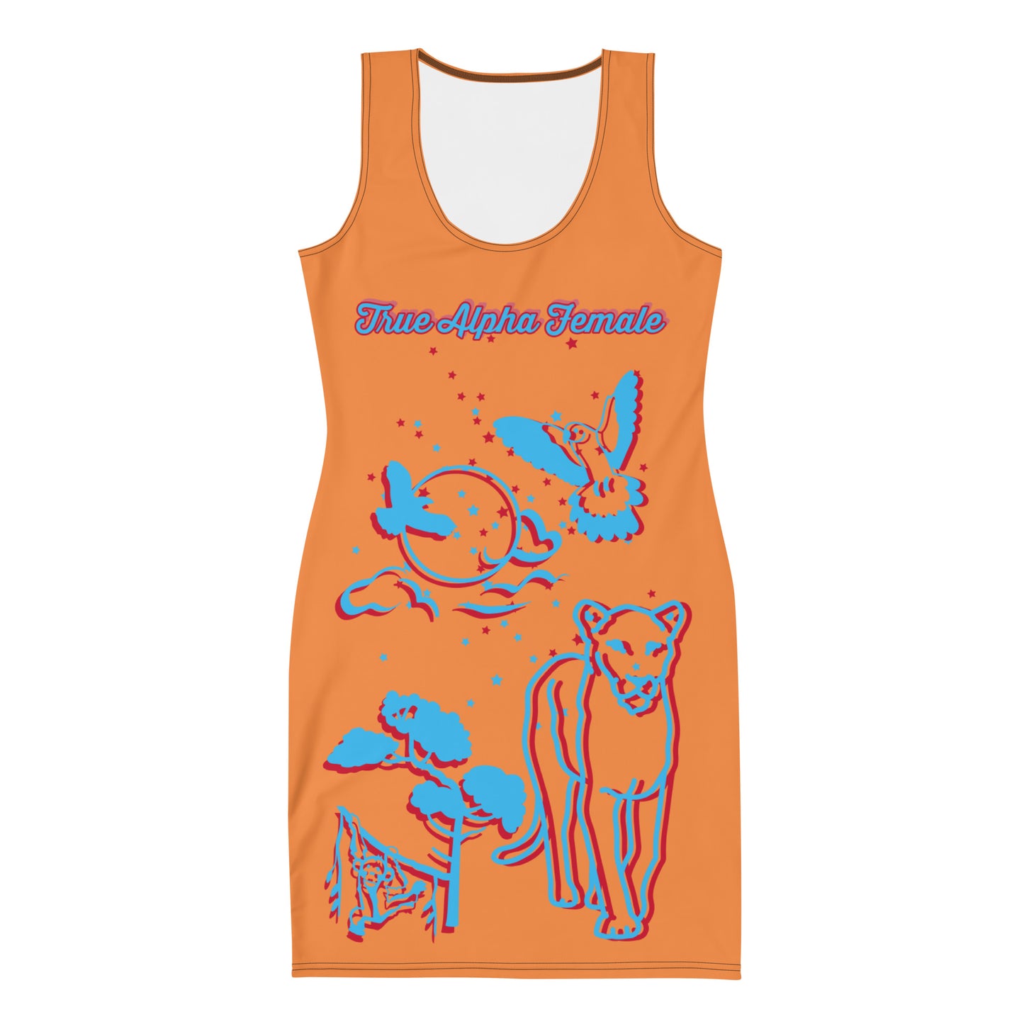 3TG True Alpha Female Bodycon Dress (Dreamy Orangesicle Haze Lioness Edition)