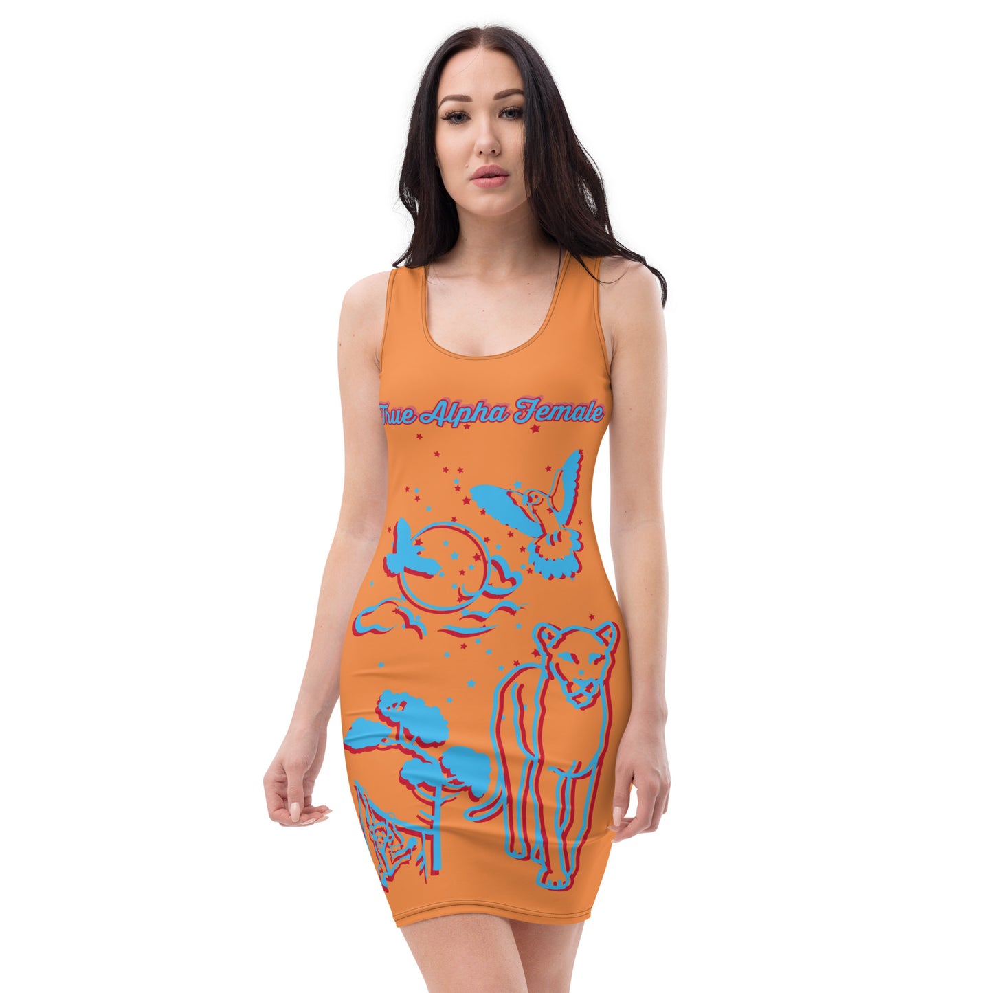 3TG True Alpha Female Bodycon Dress (Dreamy Orangesicle Haze Lioness Edition)