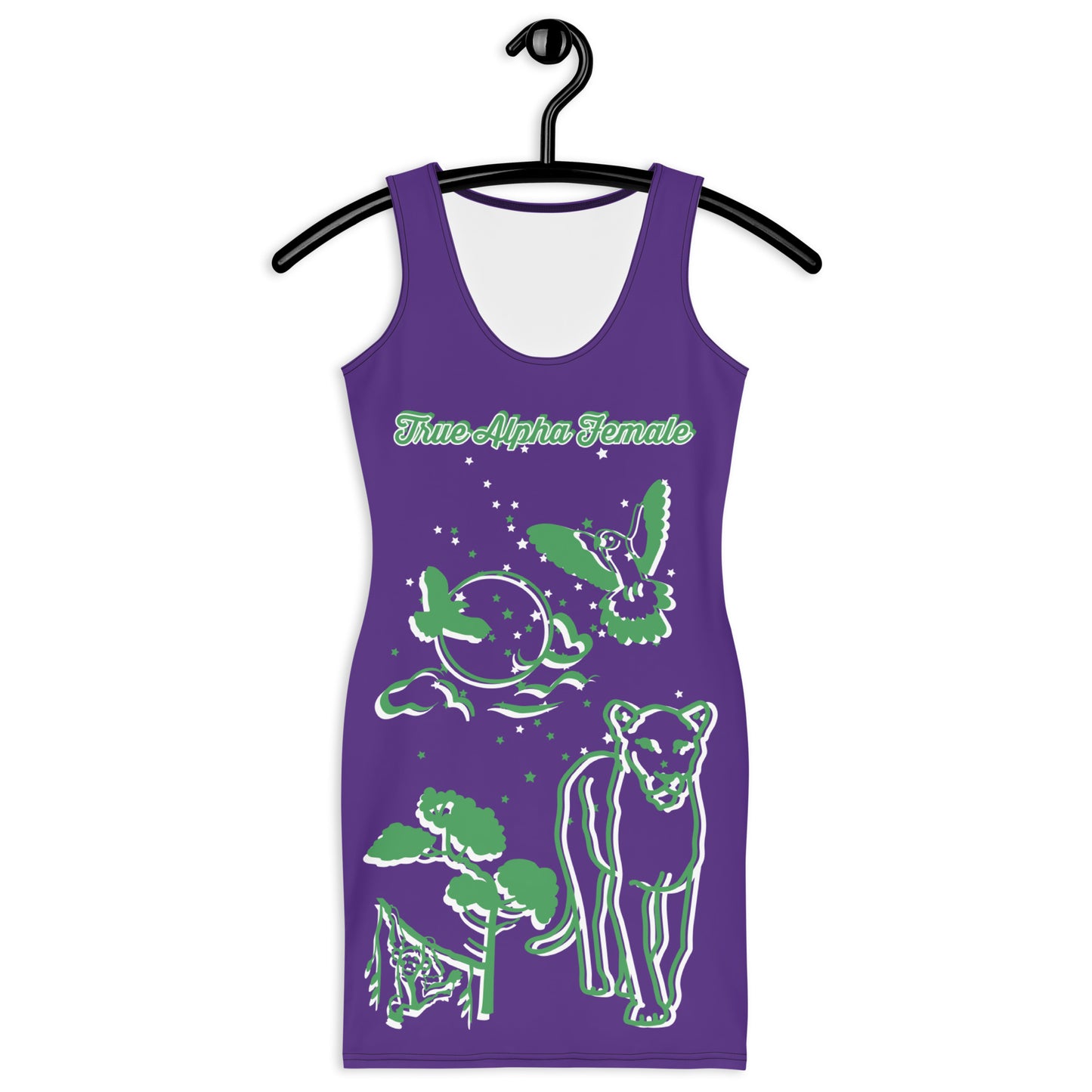 3TG True Alpha Female Bodycon Dress (Grape Jungle Lioness Edition)