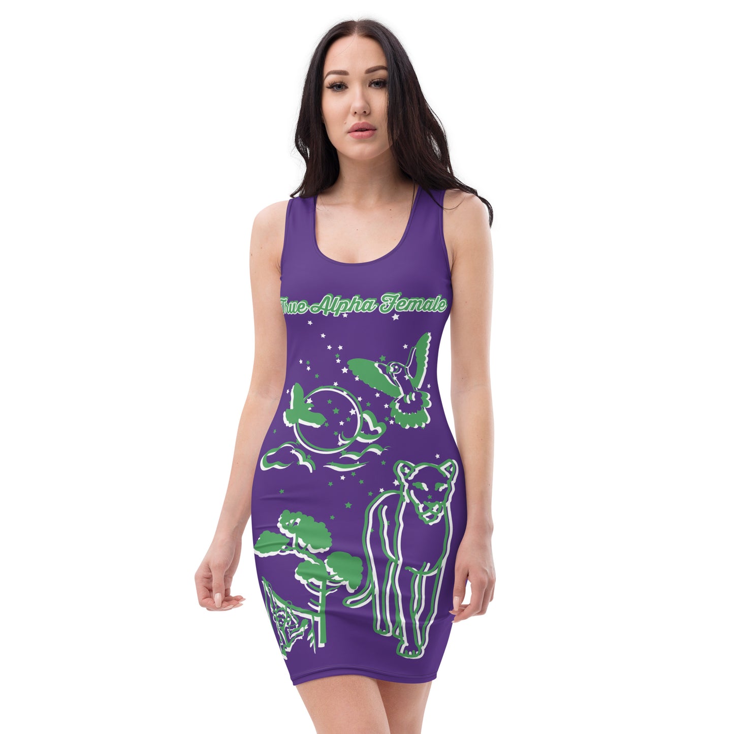 3TG True Alpha Female Bodycon Dress (Grape Jungle Lioness Edition)