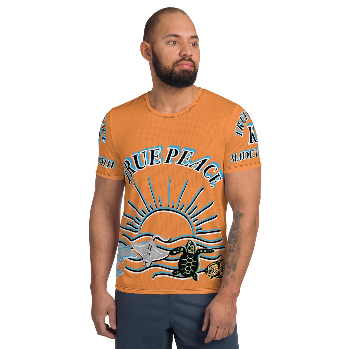 3TG True Peace Men's T-Shirt (Relaxed Ocean Sun Set Print)