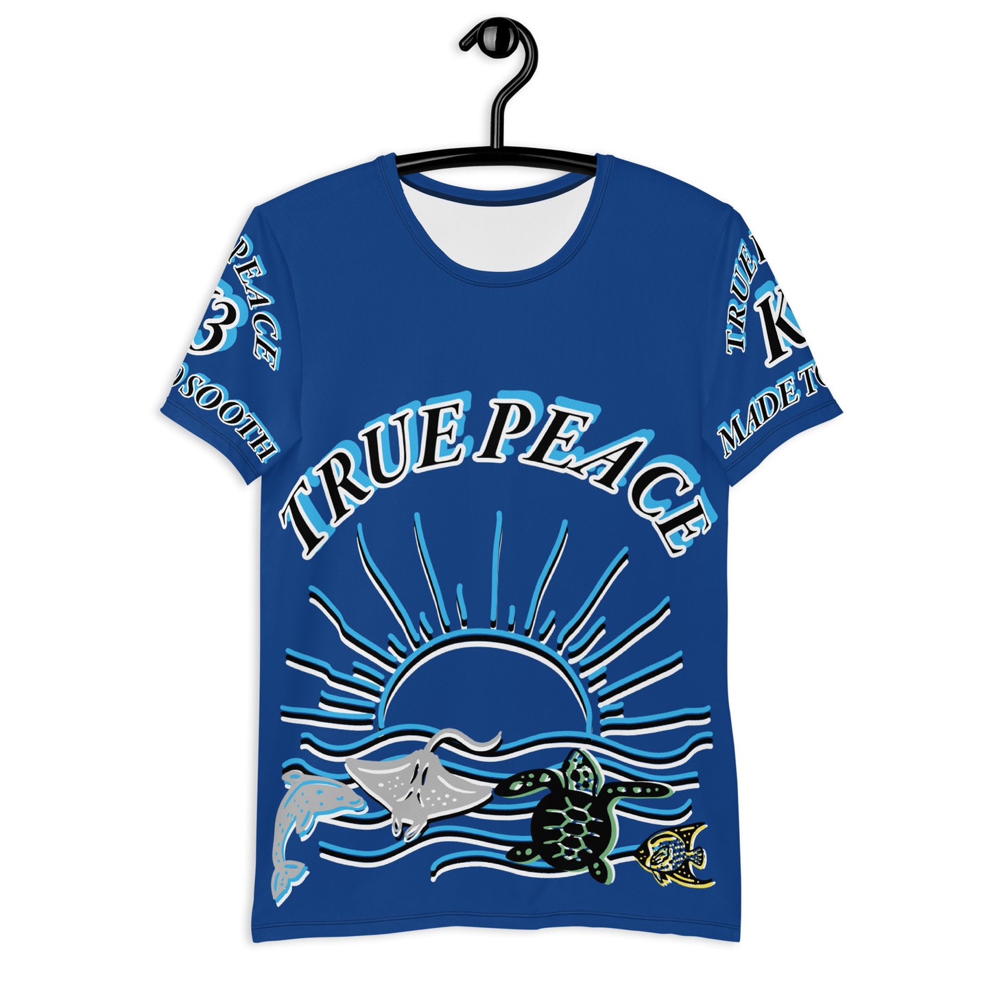 3TG True Peace Men's T-Shirt (Relaxed Ocean Blue Sun Set Print)