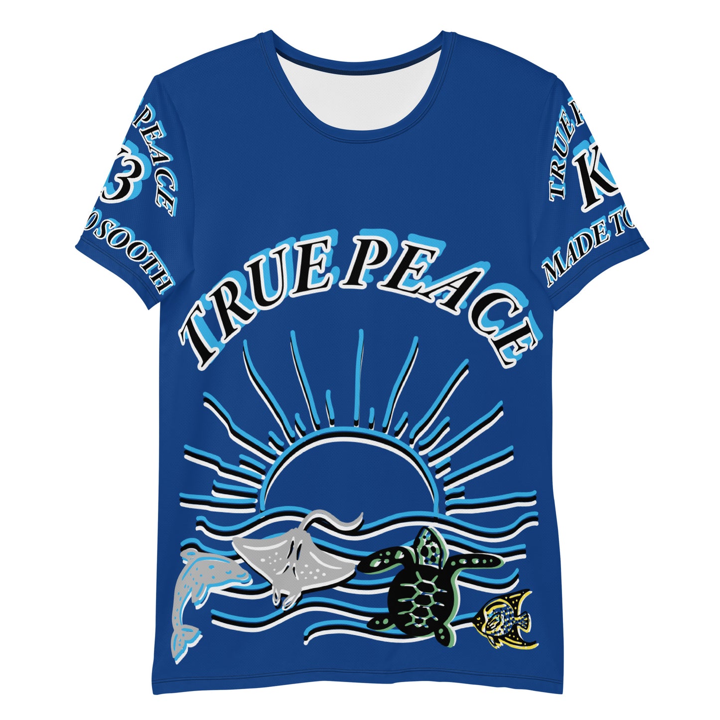 3TG True Peace Men's T-Shirt (Relaxed Ocean Blue Sun Set Print)