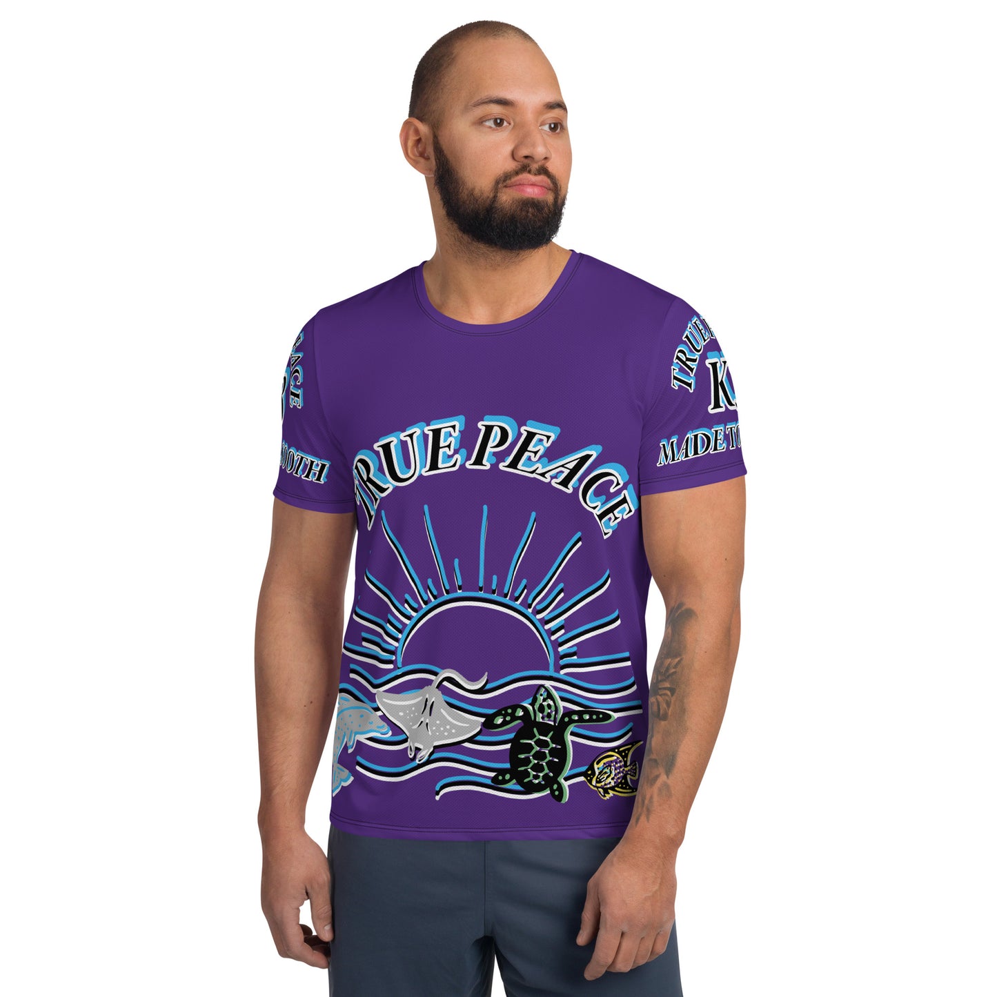 3TG True Peace Men's T-Shirt (The Grape Relaxed Ocean Sun Set Print)