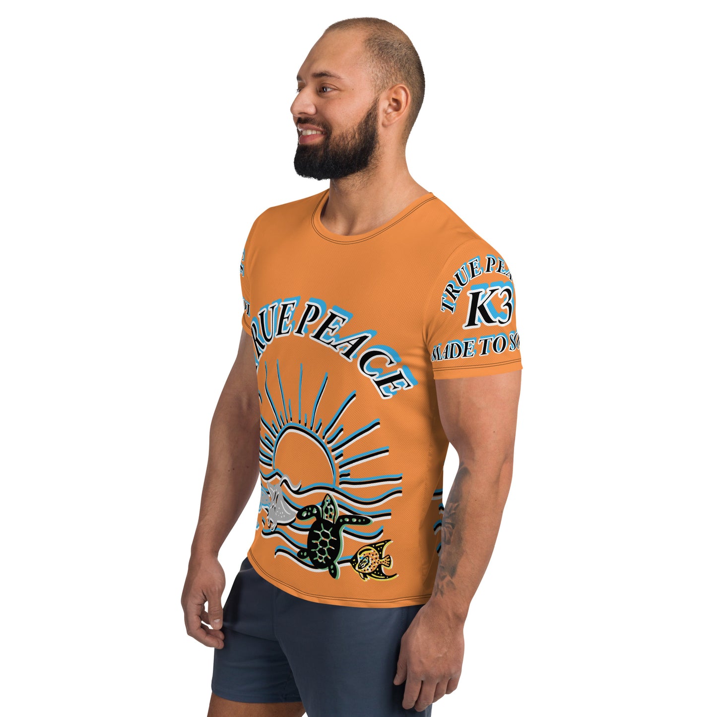 3TG True Peace Men's T-Shirt (Relaxed Ocean Sun Set Print)