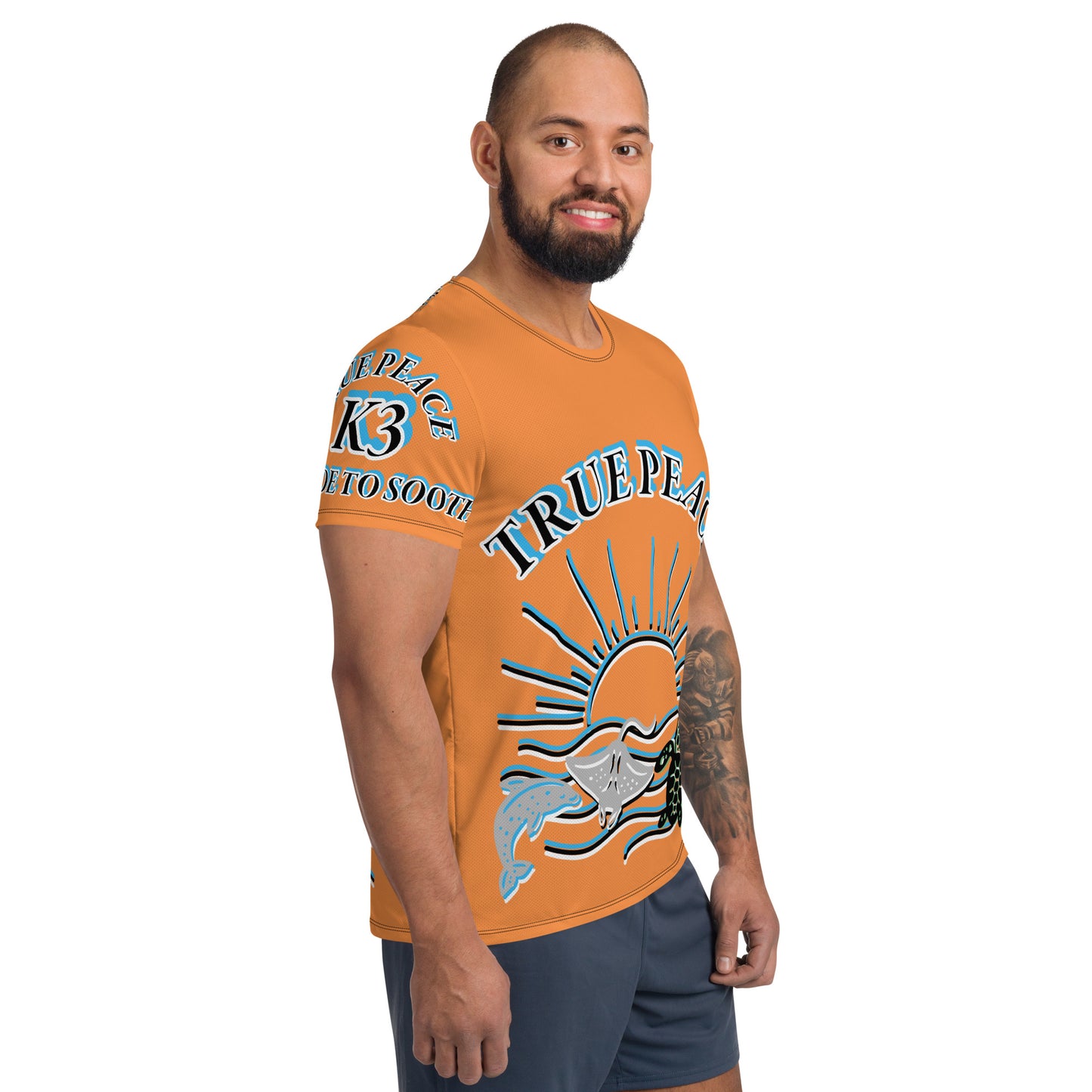 3TG True Peace Men's T-Shirt (Relaxed Ocean Sun Set Print)