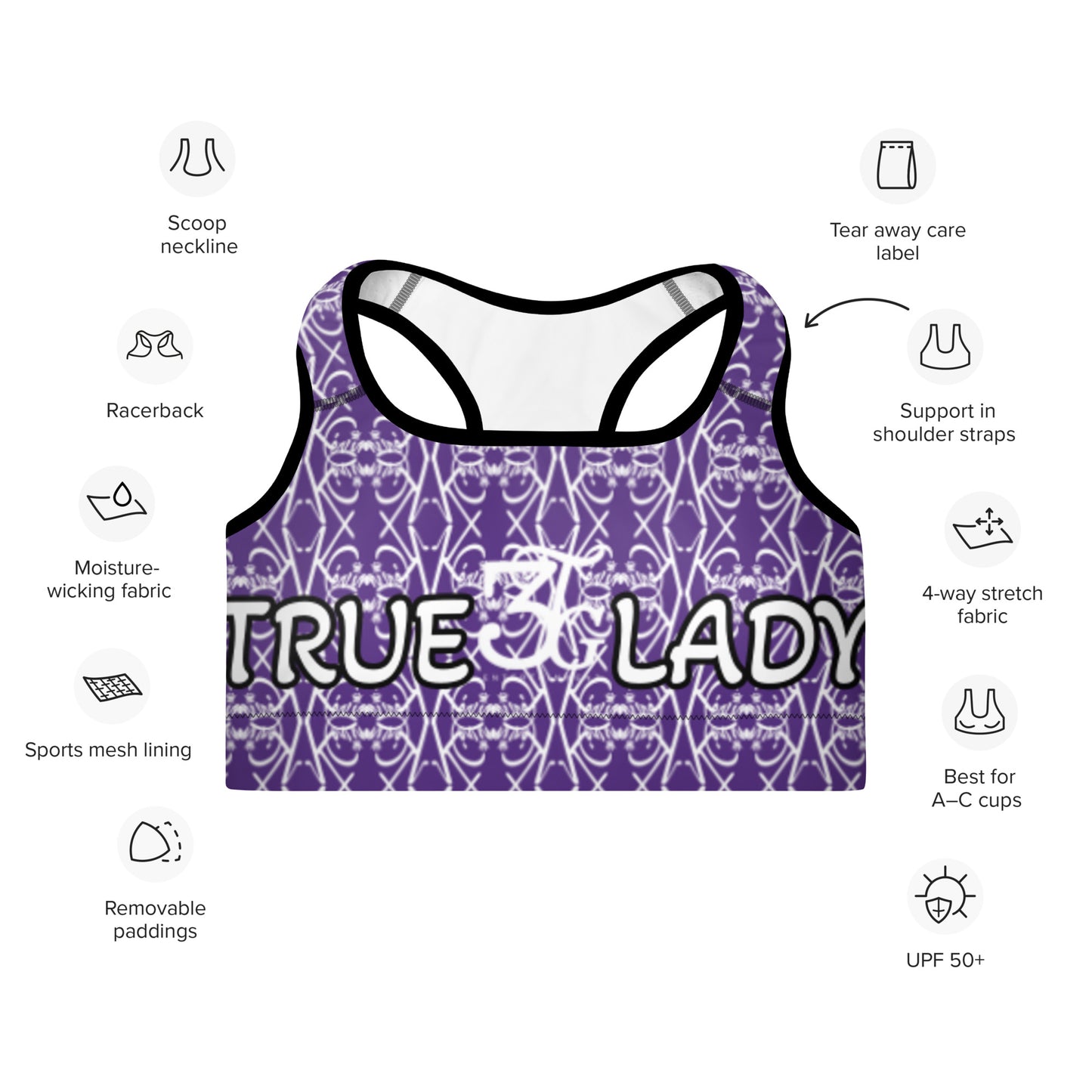 3TG True Lady (Purple Passion Power Edition) Padded Sports Bra