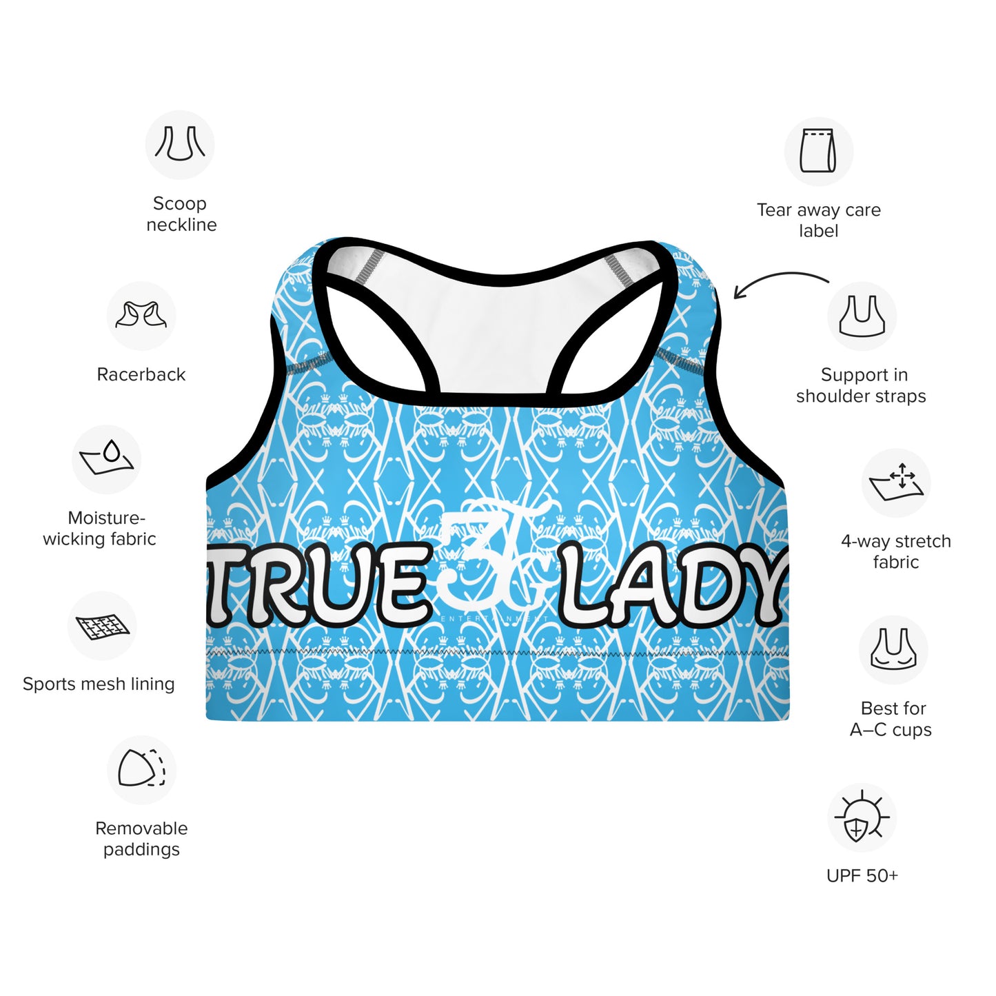 3TG True Lady (Baby Blue Beauty Edition) Padded Sports Bra