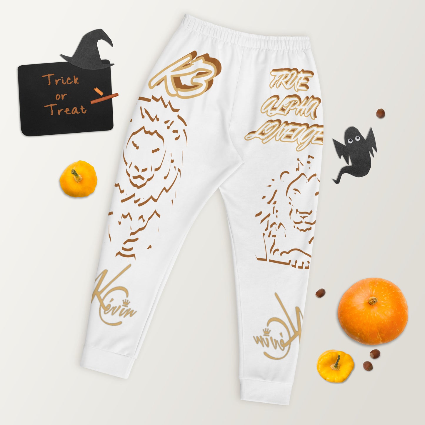 3TG True Alpha (White Gold King Lineage Lion Print) Joggers