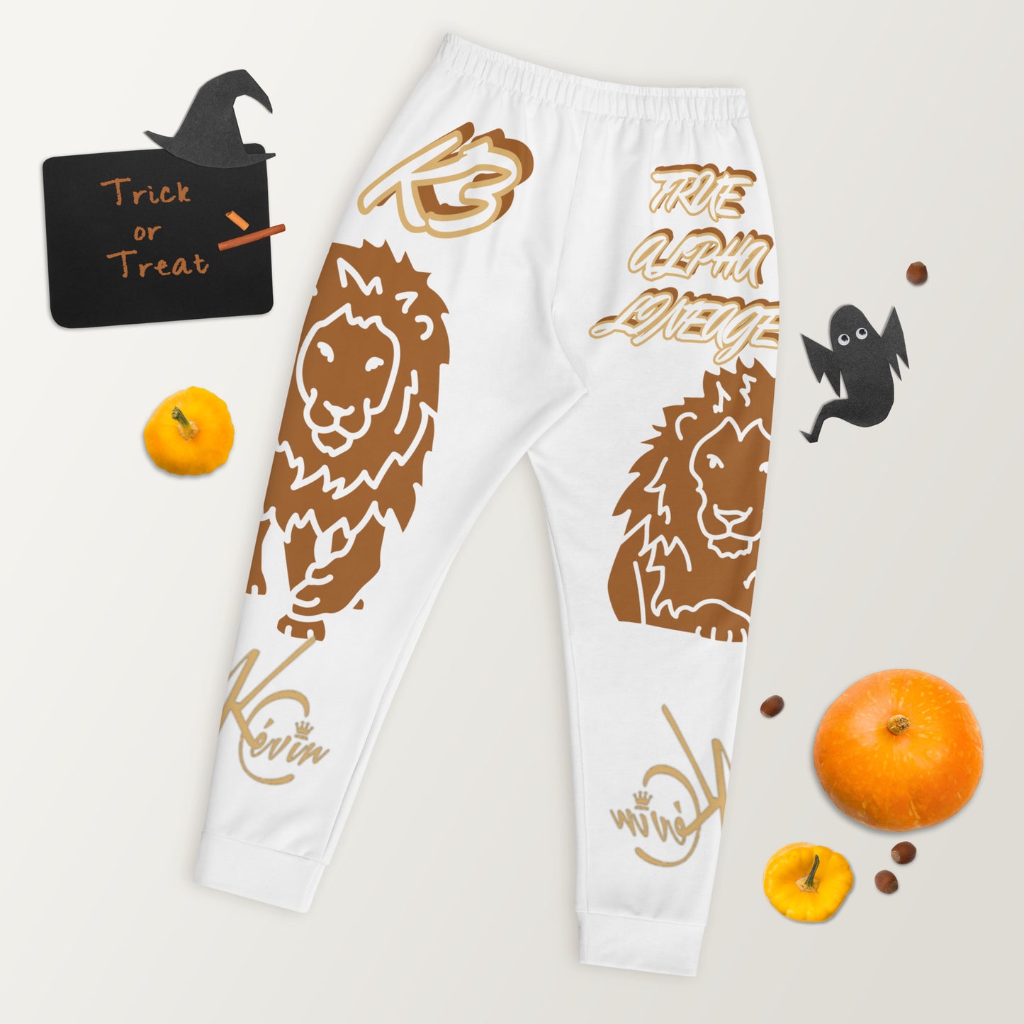 3TG True Alpha (White Gold Reverse King Lineage Lion Print) Joggers