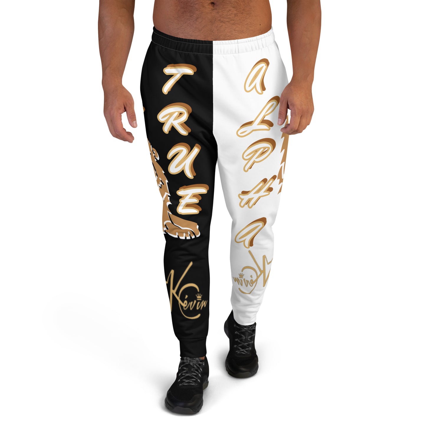 3TG True Alpha (Black Gold King Split Leg - King Lineage Lion Print) Joggers