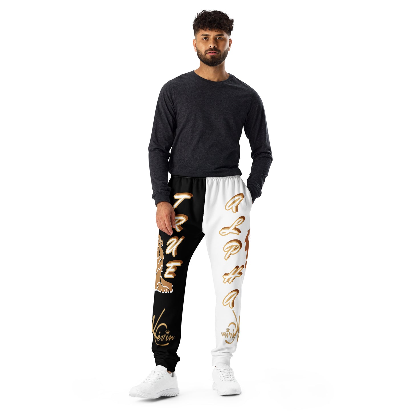 3TG True Alpha (Black Gold King Split Leg - King Lineage Lion Print) Joggers