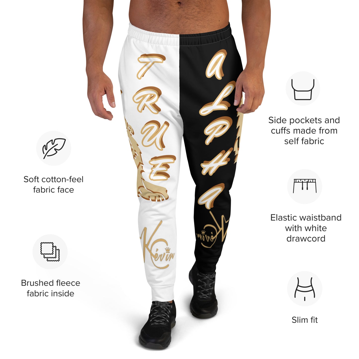 3TG True Alpha (White Gold Onyx King Lineage Lion Print Split Let) Joggers