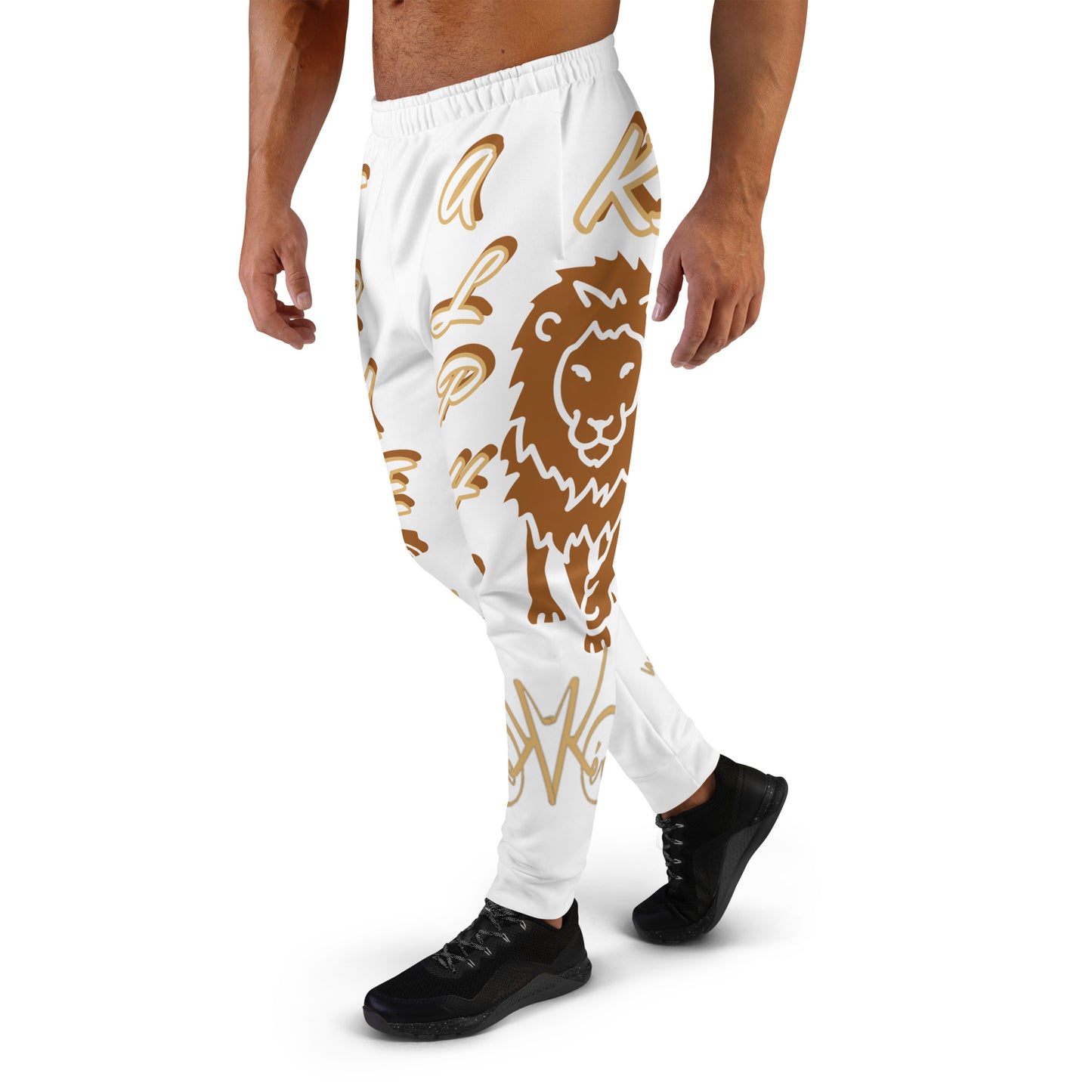 3TG True Alpha (White Gold Reverse King Lineage Lion Print) Joggers