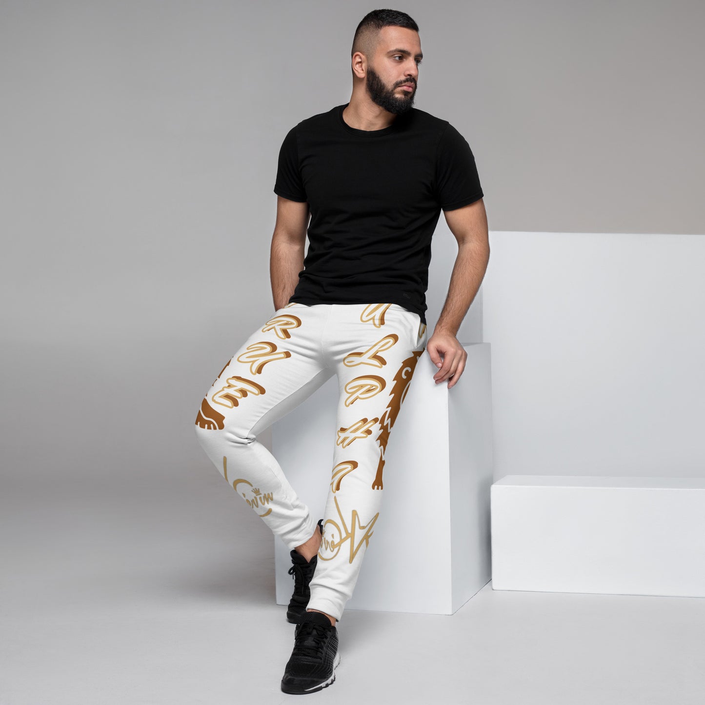 3TG True Alpha (White Gold Reverse King Lineage Lion Print) Joggers