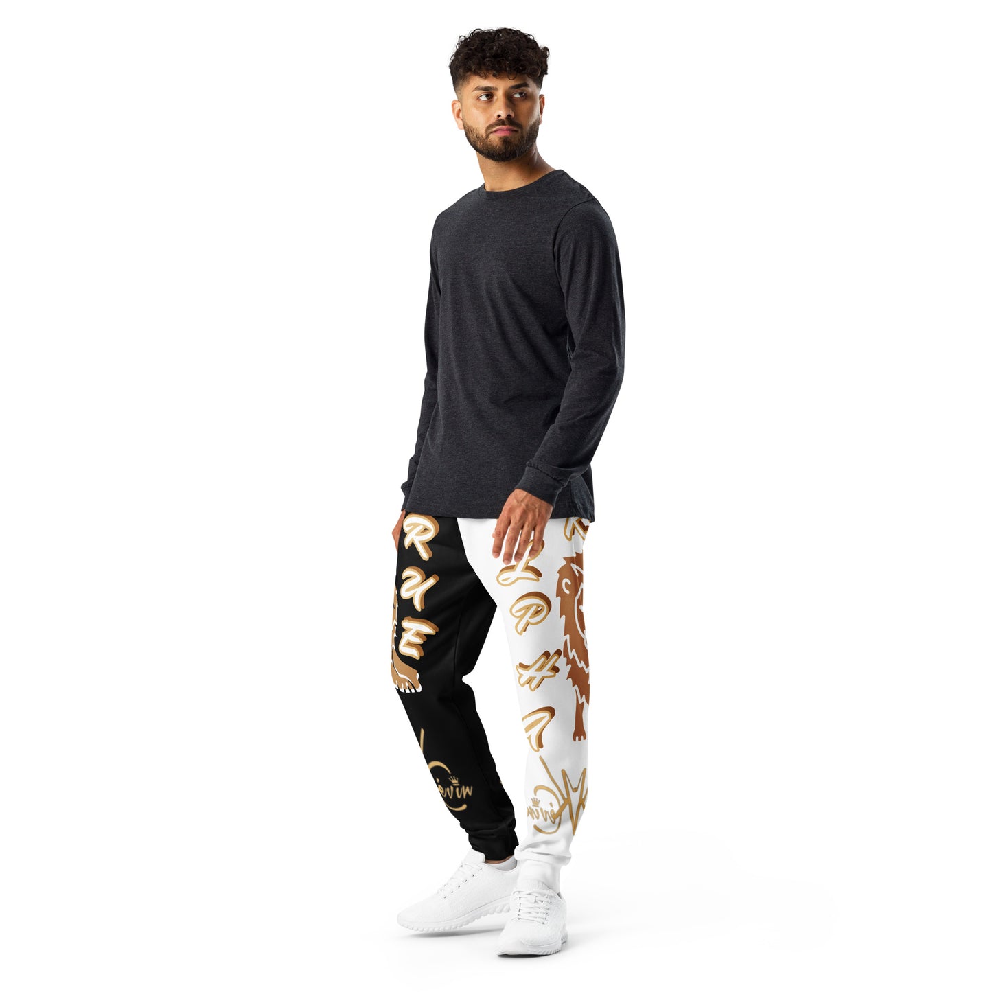 3TG True Alpha (Black Gold King Split Leg - King Lineage Lion Print) Joggers