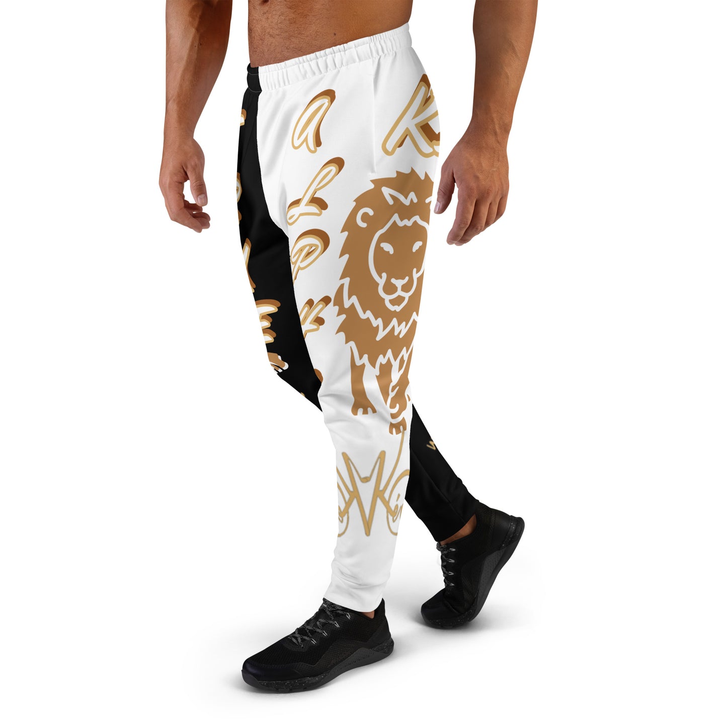 3TG True Alpha (Black Gold King Split Leg - King Lineage Lion Print) Joggers