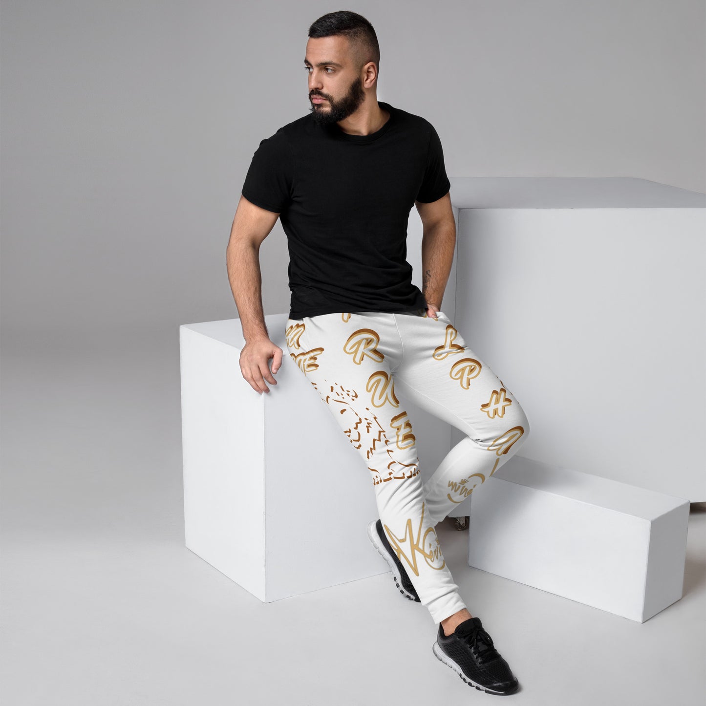 3TG True Alpha (White Gold King Lineage Lion Print) Joggers