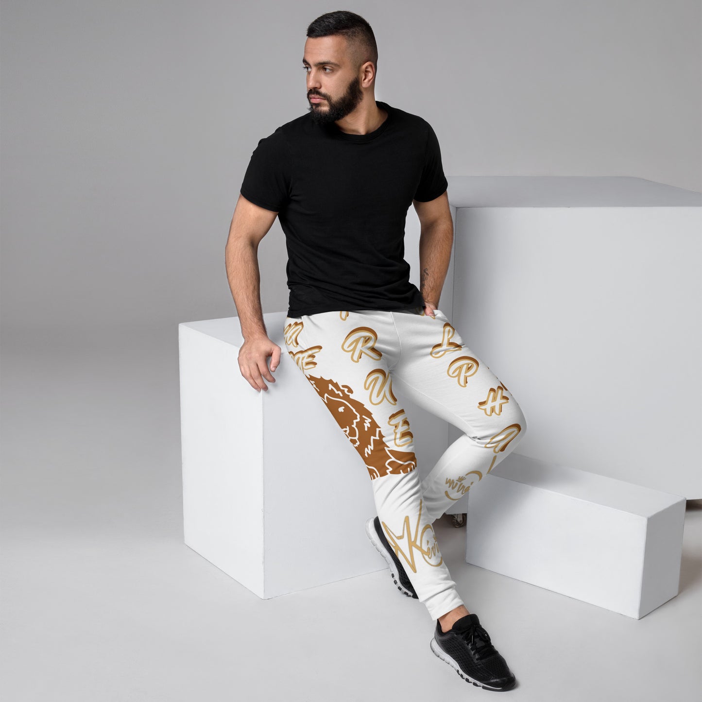 3TG True Alpha (White Gold Reverse King Lineage Lion Print) Joggers