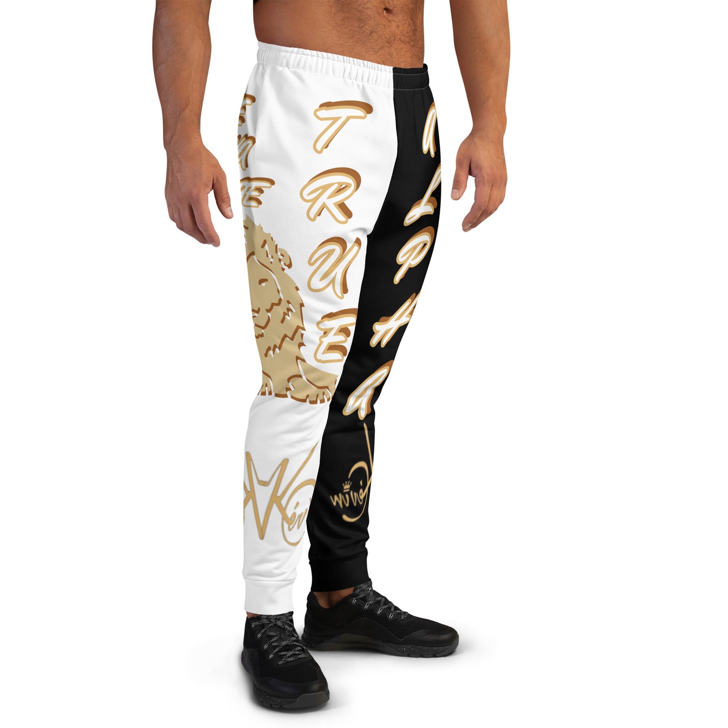 3TG True Alpha (White Gold Onyx King Lineage Lion Print Split Let) Joggers