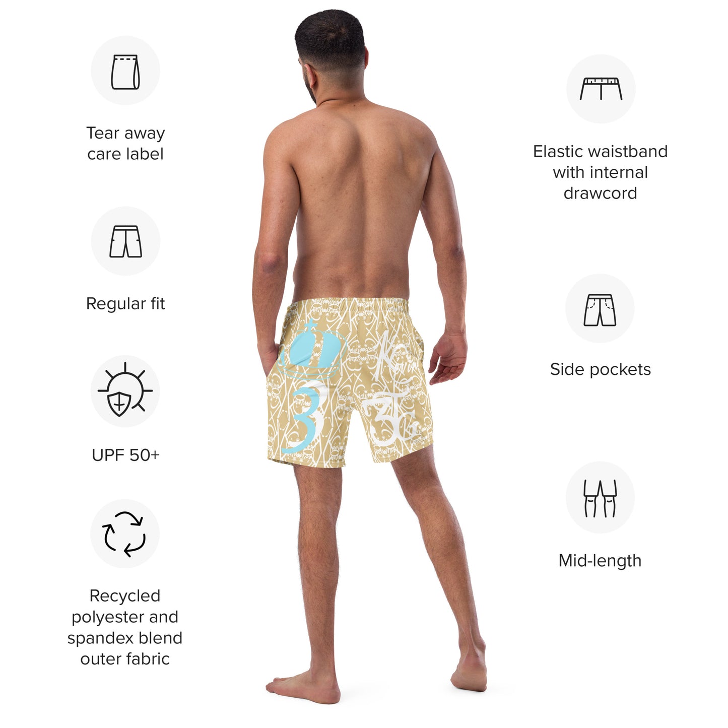 3TG King Built Men's swim trunks (Desert Water Edition)