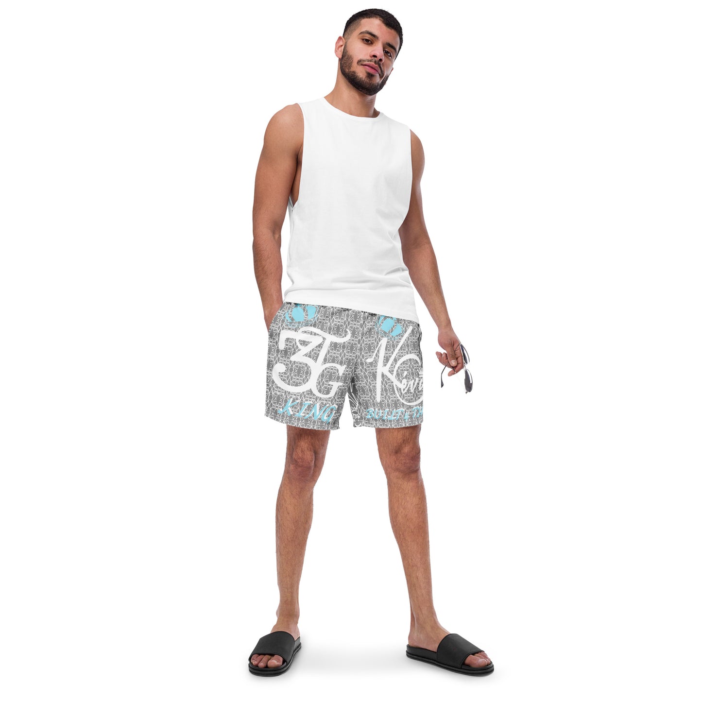 3TG King Built Men's swim trunks (Grey Cloud Edition)