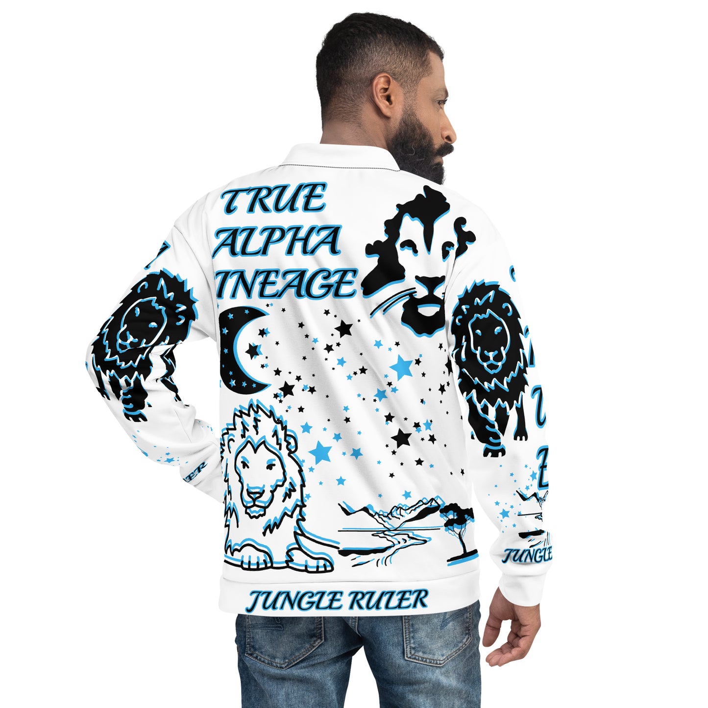 3TG True Alpha (Sky Realm Dark King Lineage Lion Print) Bomber Jacket