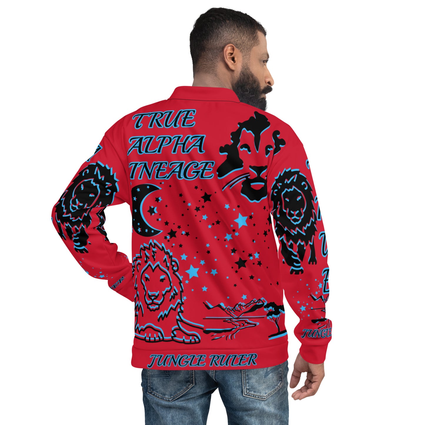 3TG True Alpha (Fire Realm Dark King Lineage Lion Print) Bomber Jacket