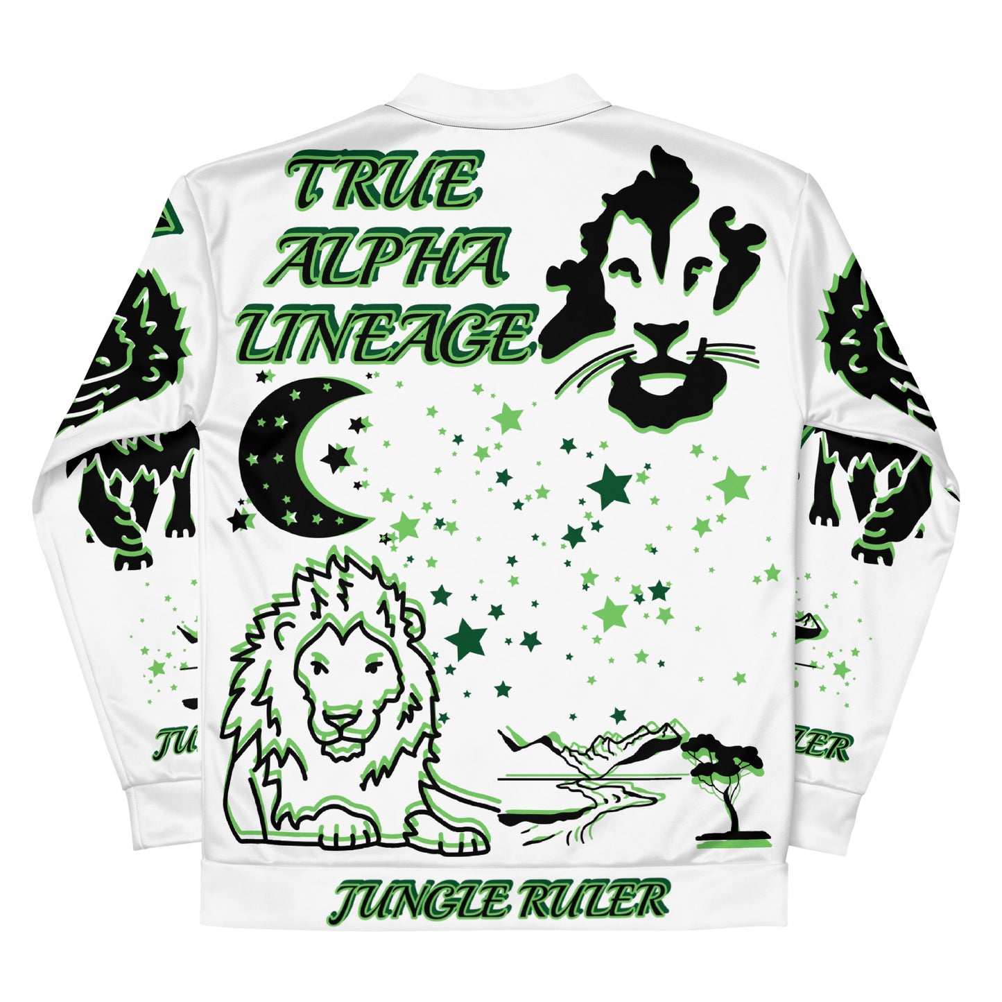 3TG True Alpha (Forrest Realm Light King Lineage Lion Print) Bomber Jacket