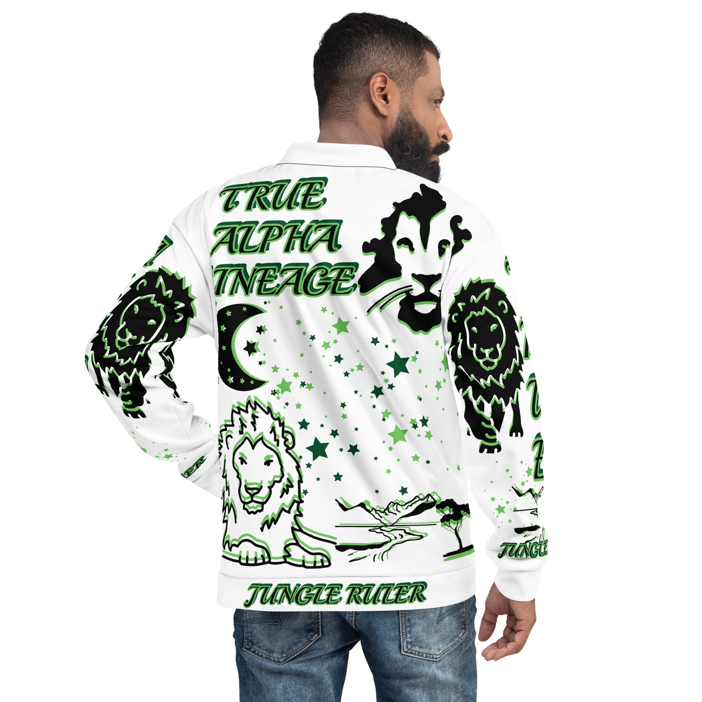 3TG True Alpha (Forrest Realm Light King Lineage Lion Print) Bomber Jacket