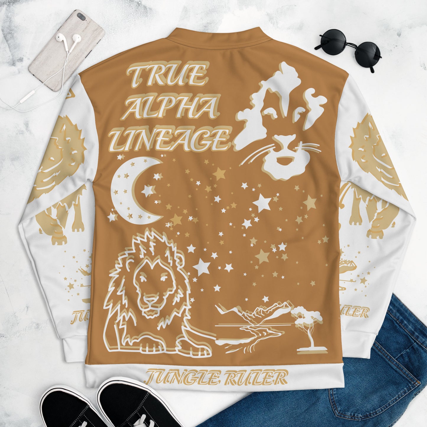 3TG True Alpha (Peanut Butter Cream King Lineage Lion Print) Bomber Jacket