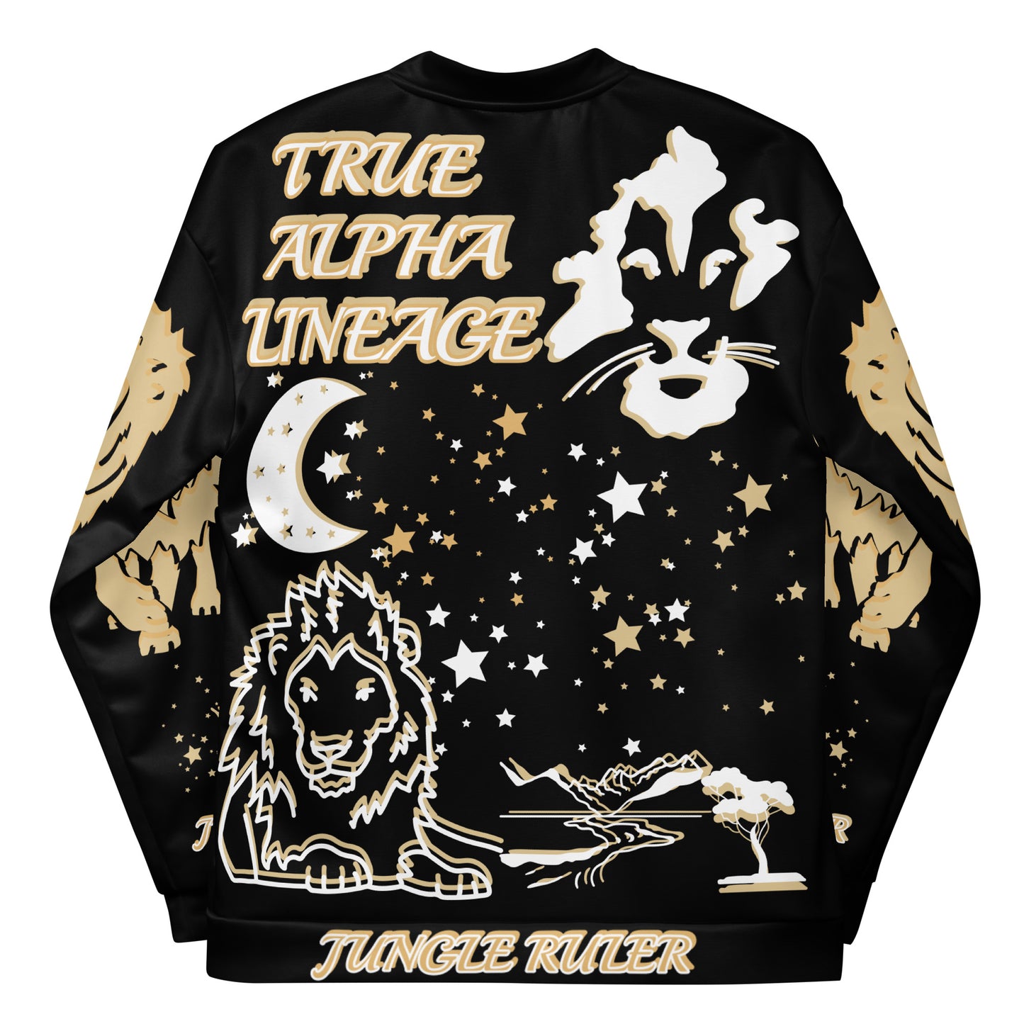 3TG True Alpha (Golden Onyx King Lineage Lion Print) Bomber Jacket