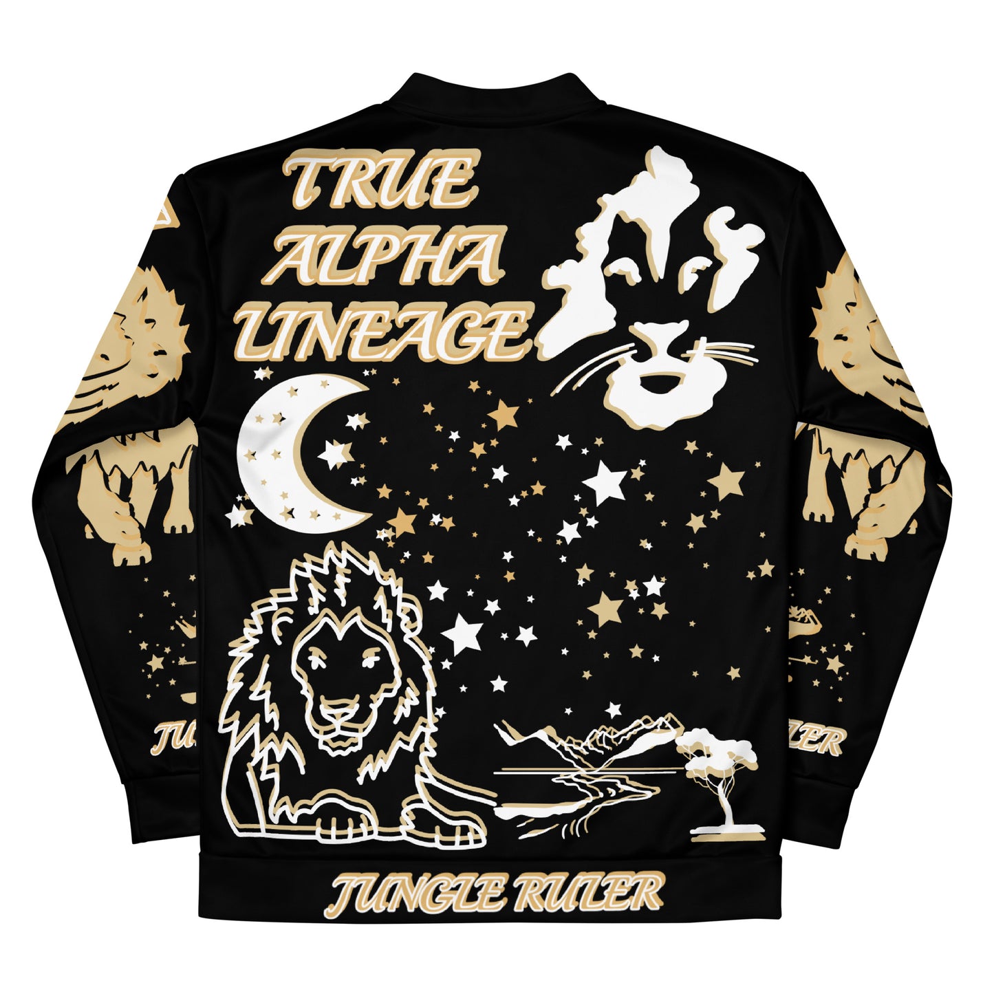 3TG True Alpha (Golden Onyx King Lineage Lion Print) Bomber Jacket