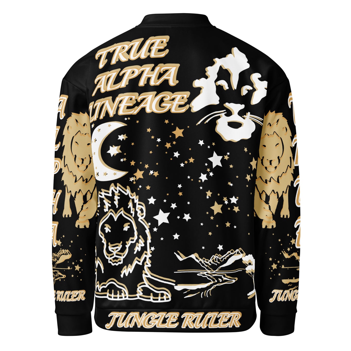 3TG True Alpha (Golden Onyx King Lineage Lion Print) Bomber Jacket