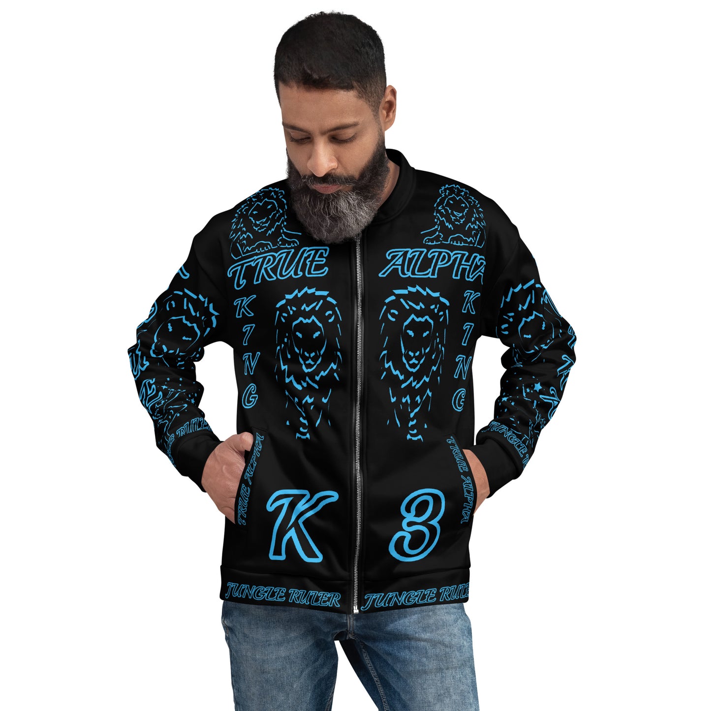 3TG True Alpha (Dark King Lineage Lion Print) Bomber Jacket