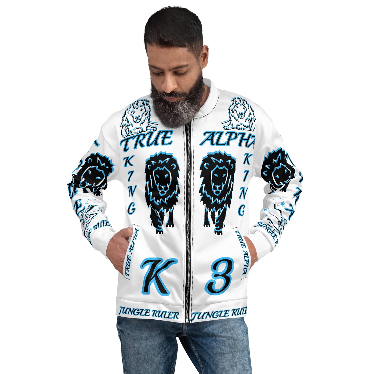 3TG True Alpha (Sky Realm Dark King Lineage Lion Print) Bomber Jacket