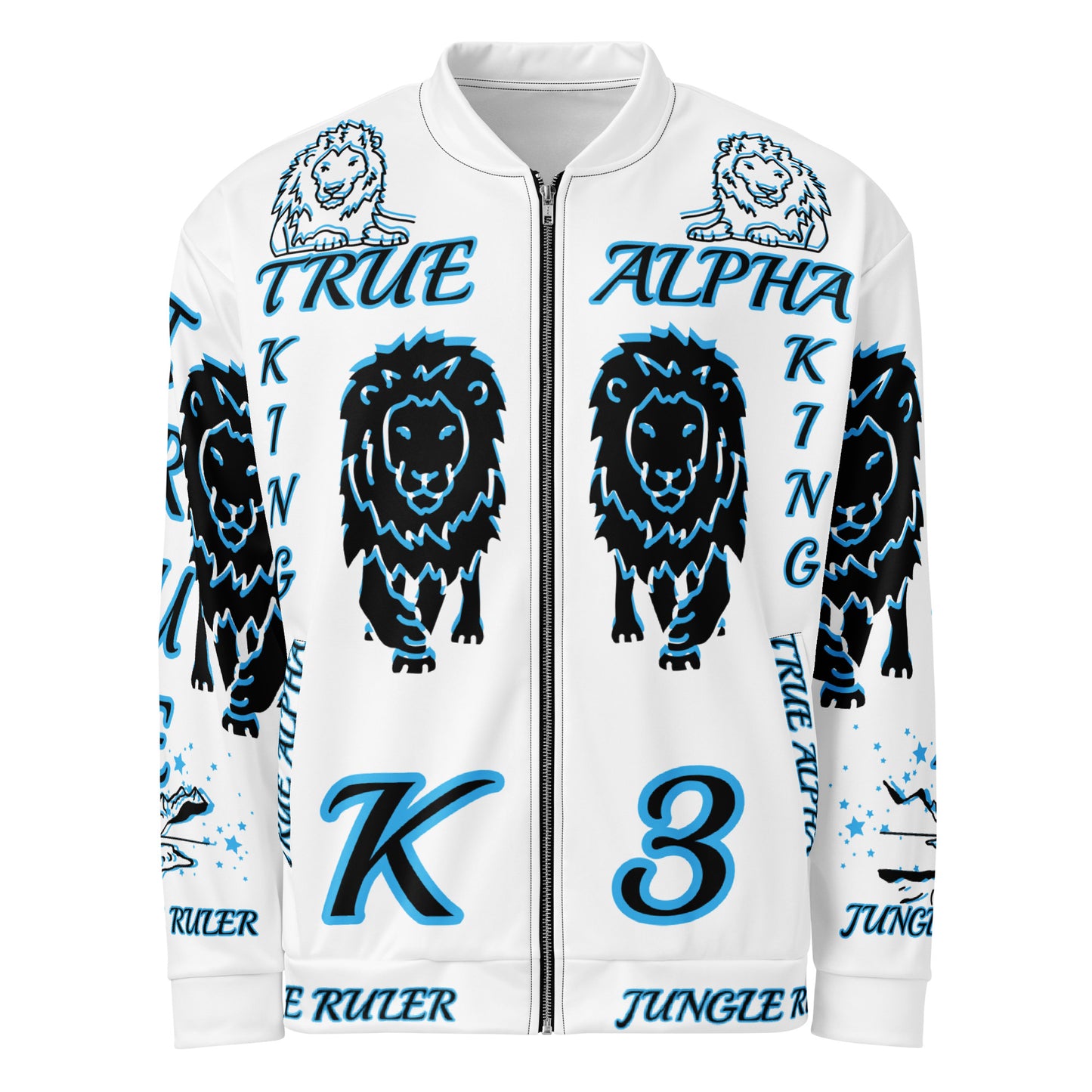 3TG True Alpha (Sky Realm Dark King Lineage Lion Print) Bomber Jacket