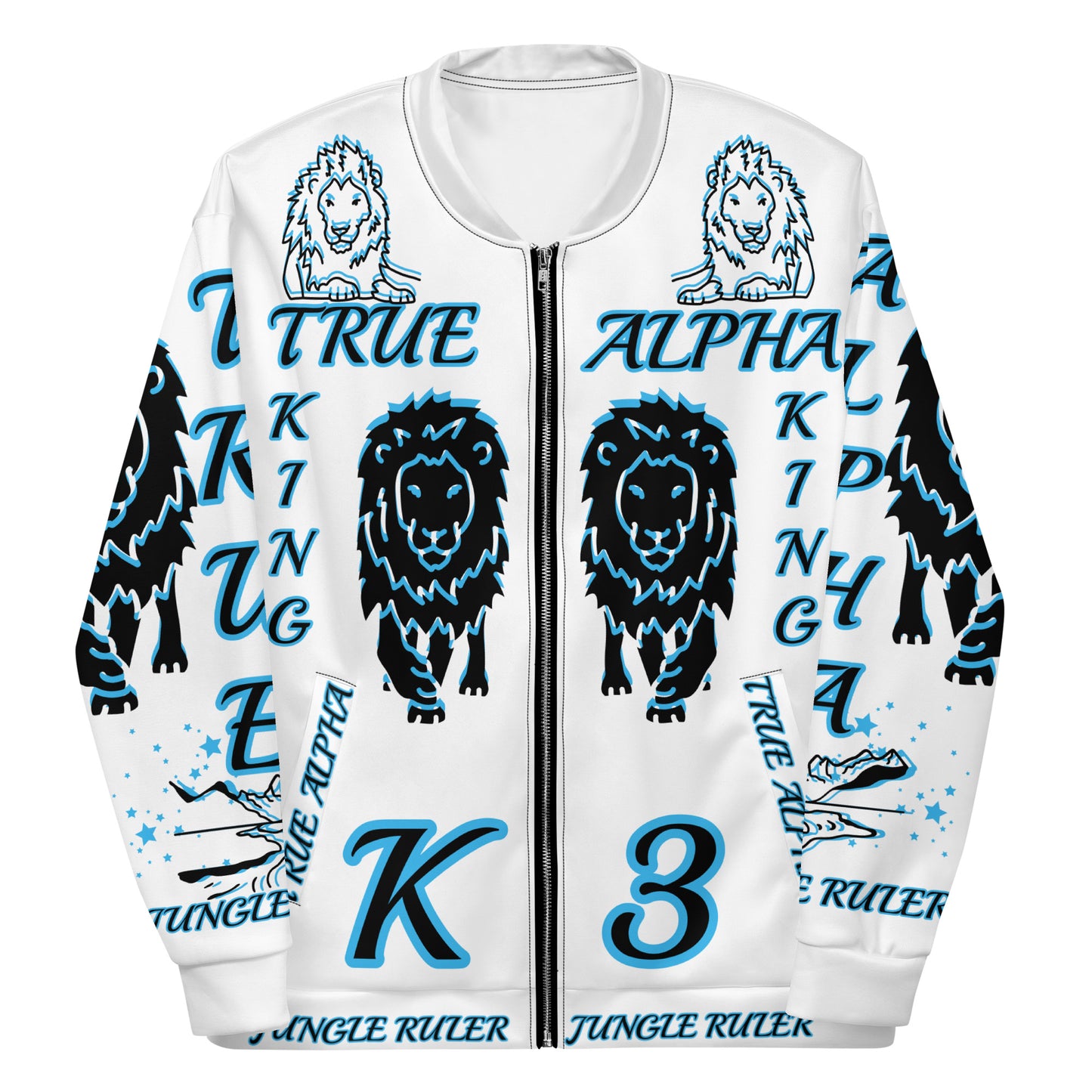 3TG True Alpha (Sky Realm Dark King Lineage Lion Print) Bomber Jacket