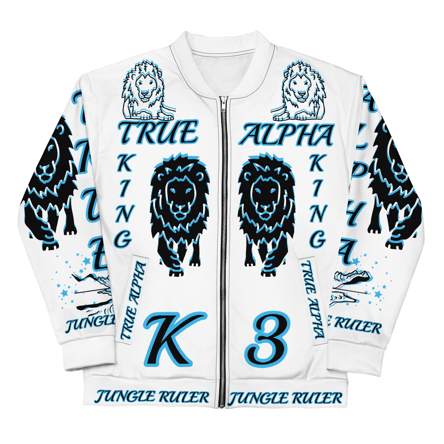 3TG True Alpha (Sky Realm Dark King Lineage Lion Print) Bomber Jacket