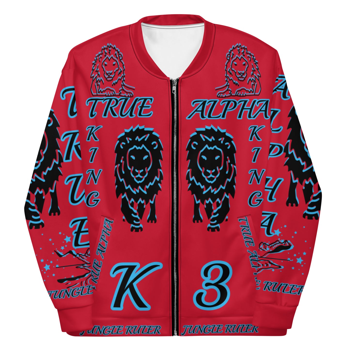 3TG True Alpha (Fire Realm Dark King Lineage Lion Print) Bomber Jacket