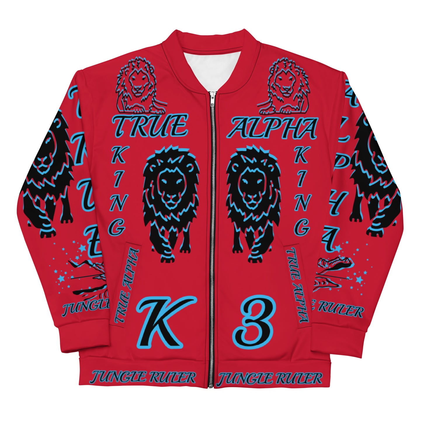 3TG True Alpha (Fire Realm Dark King Lineage Lion Print) Bomber Jacket