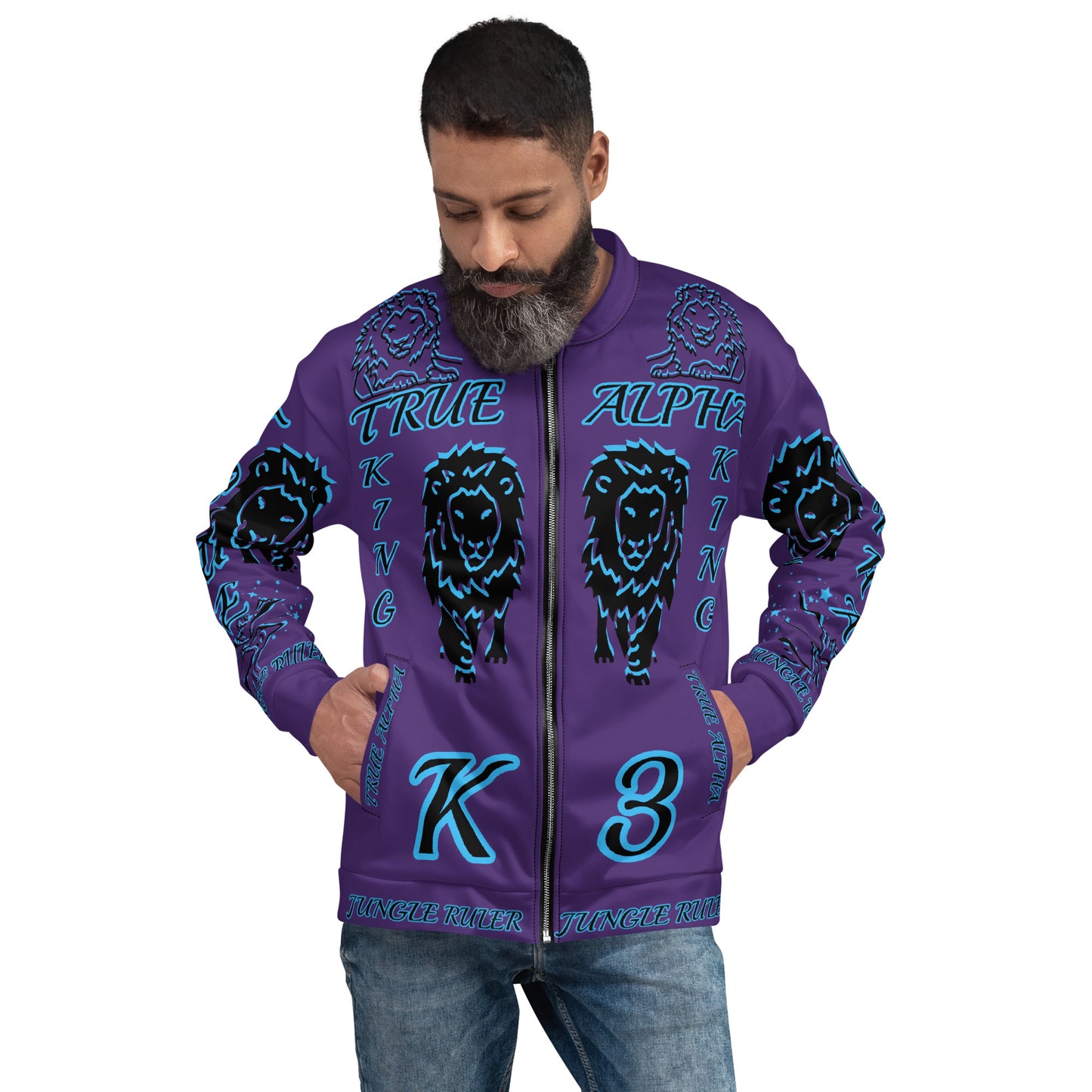 3TG True Alpha (Mystic Realm Dark King Lineage Lion Print) Bomber Jacket