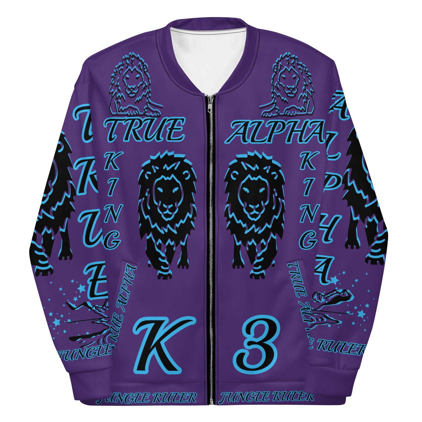 3TG True Alpha (Mystic Realm Dark King Lineage Lion Print) Bomber Jacket