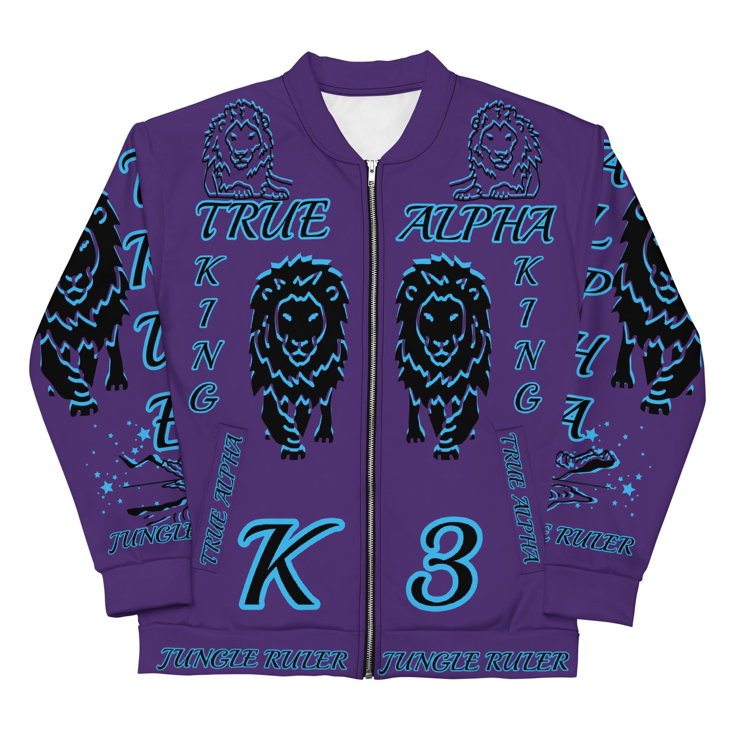 3TG True Alpha (Mystic Realm Dark King Lineage Lion Print) Bomber Jacket