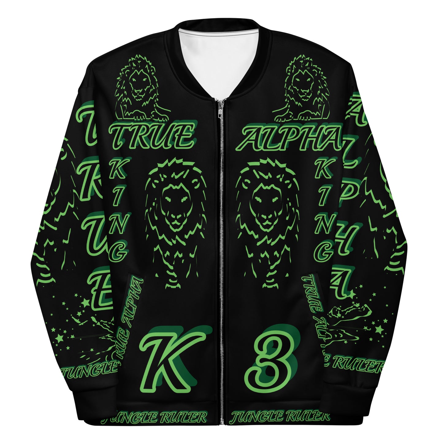 3TG True Alpha (Forrest Realm Dark King Lineage Lion Print) Bomber Jacket